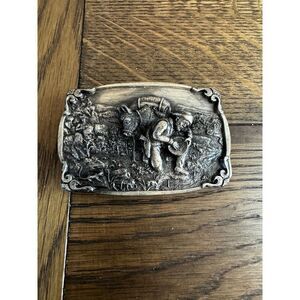 Vintage Bergamot Brass belt buckle; 1984 gold miner made in USA